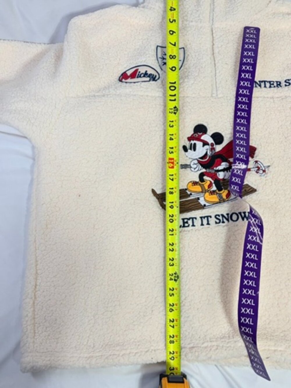 NWT Disney Mickey Mouse "Let It Snow" Ski Sherpa Quarter Zip Fleece Pullover XXL